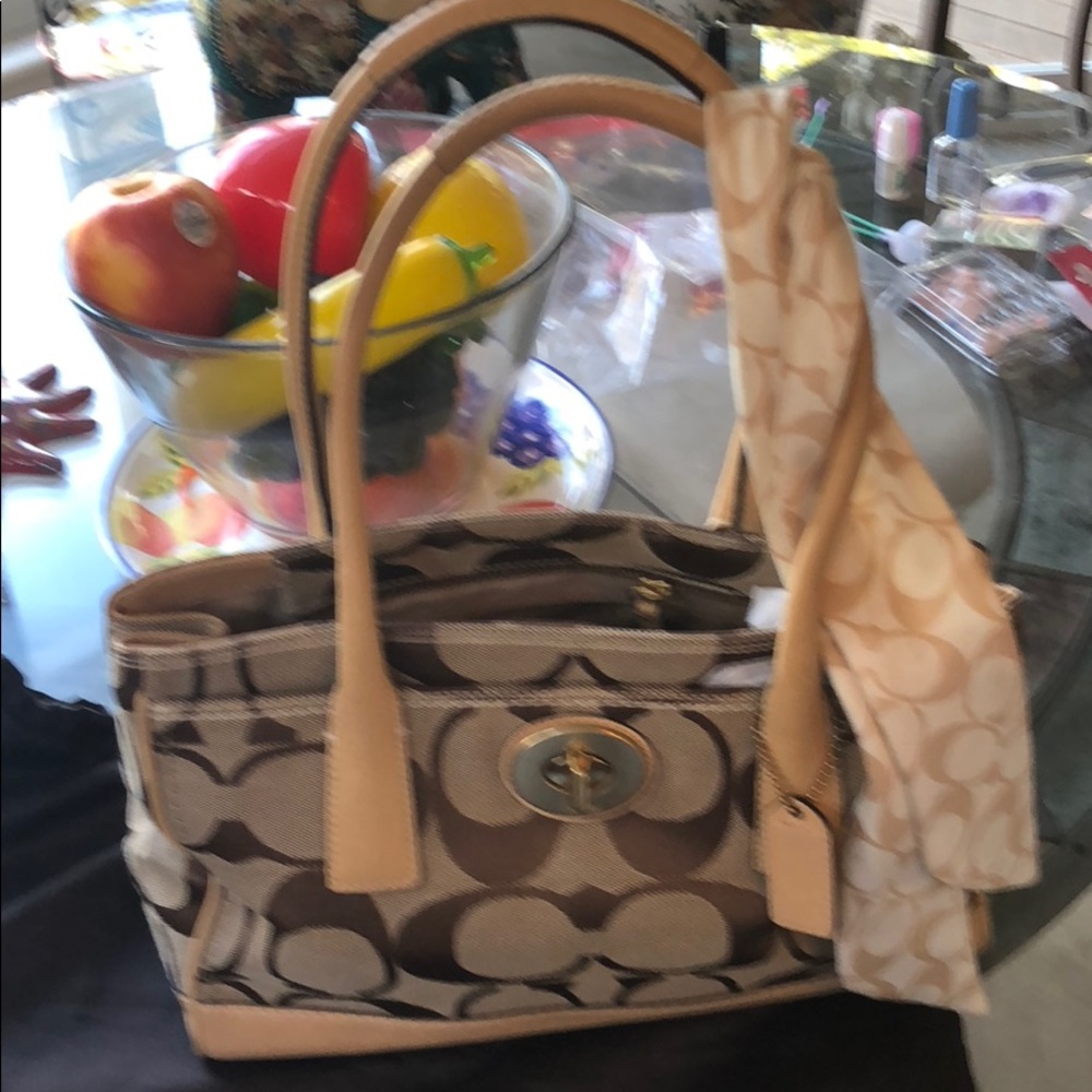Coach Purse With Scarf & Dust Bag